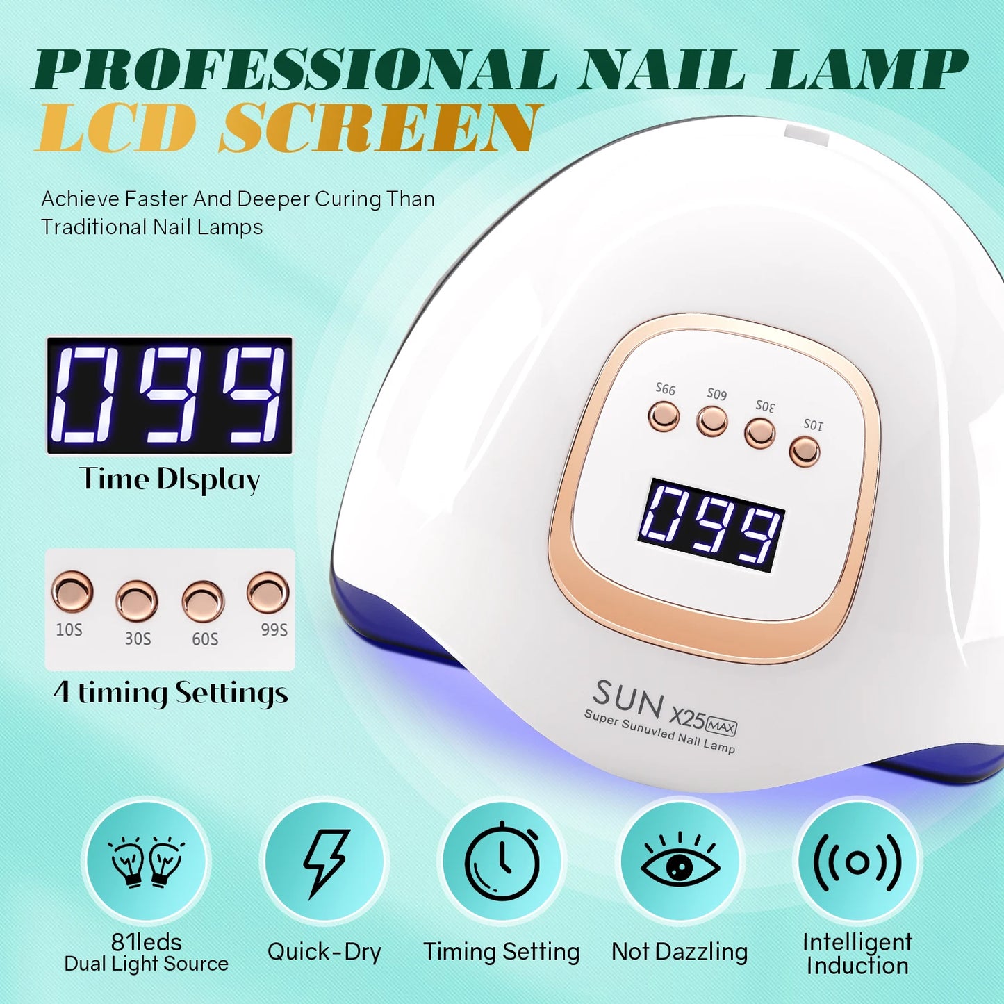 NovaGlow™ 380W Professional Nail Lamp – 84 LED Fast-Dry Gel Curing Light