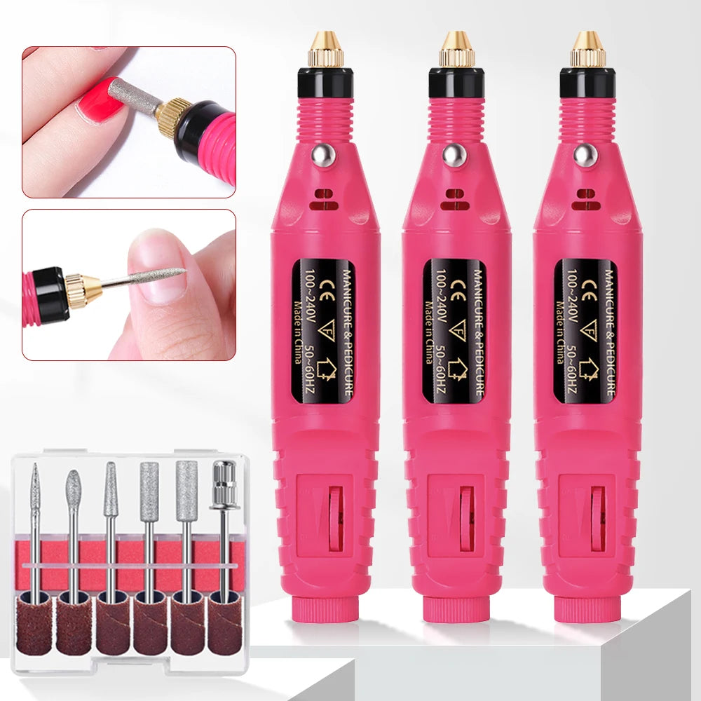 NovaGlow™ Electric Nail Drill Set – Professional Manicure & Pedicure Grinder (USB Plug)