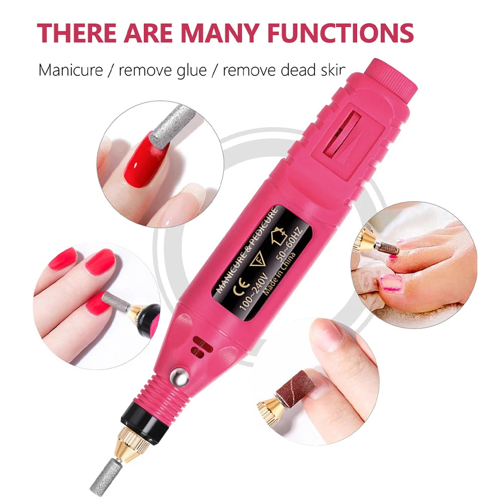 NovaGlow™ Electric Nail Drill Set – Professional Manicure & Pedicure Grinder (USB Plug)