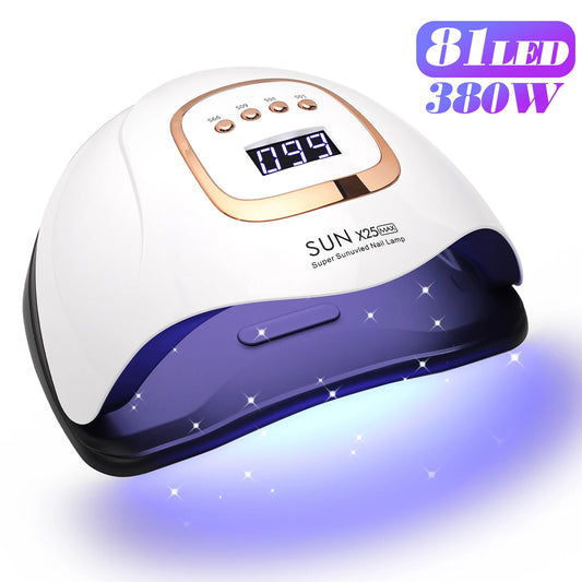 NovaGlow™ 380W Professional Nail Lamp – 84 LED Fast-Dry Gel Curing Light